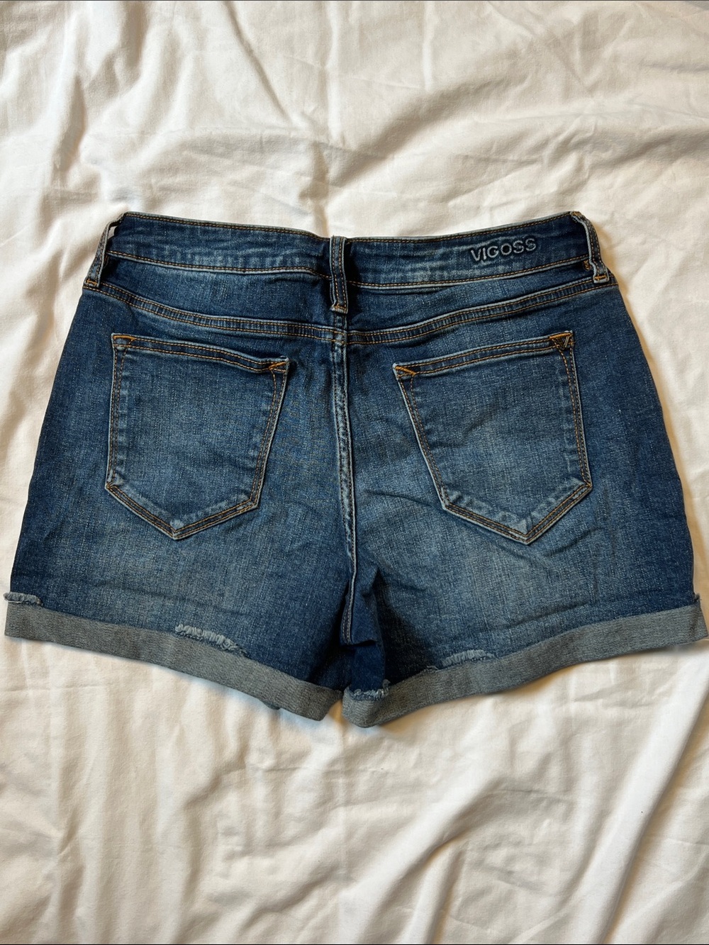 Vigoss Washed Blue Rolled-Cuff Denim Shorts - Picture 9 of 12